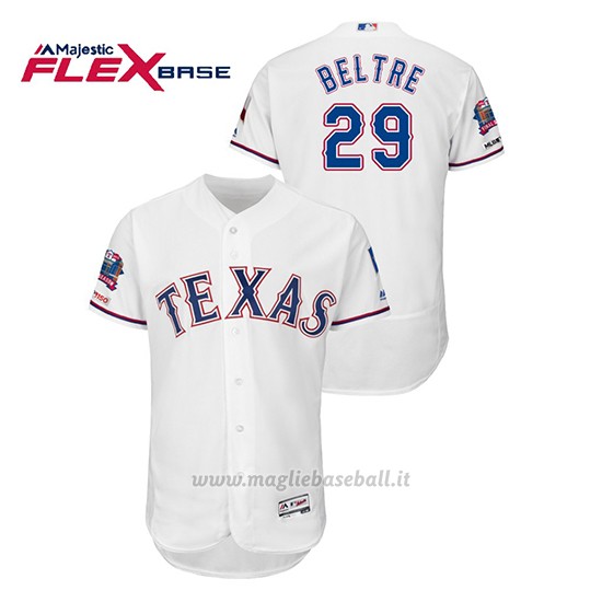 Maglia Baseball Uomo Texas Rangers Adrian Beltre 150th Aniversario Patch Final Season Stadium Patch Bianco
